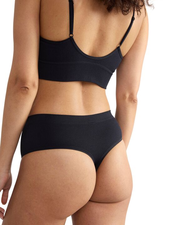 Ribbade string utan sömmar med hög midja