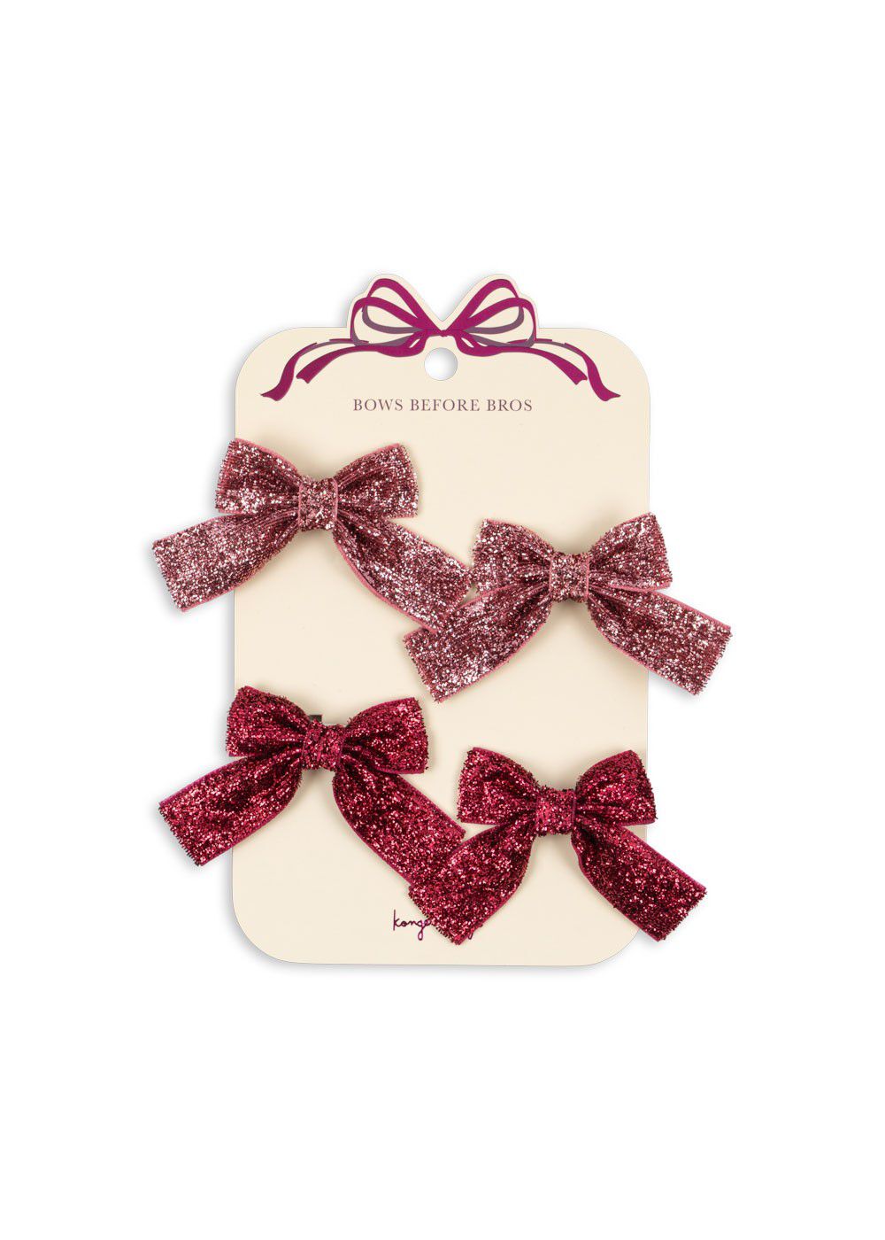 4 PACK GLITTER BOW HAIR CLIPS
