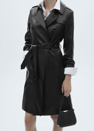 Leather-effect trench coat