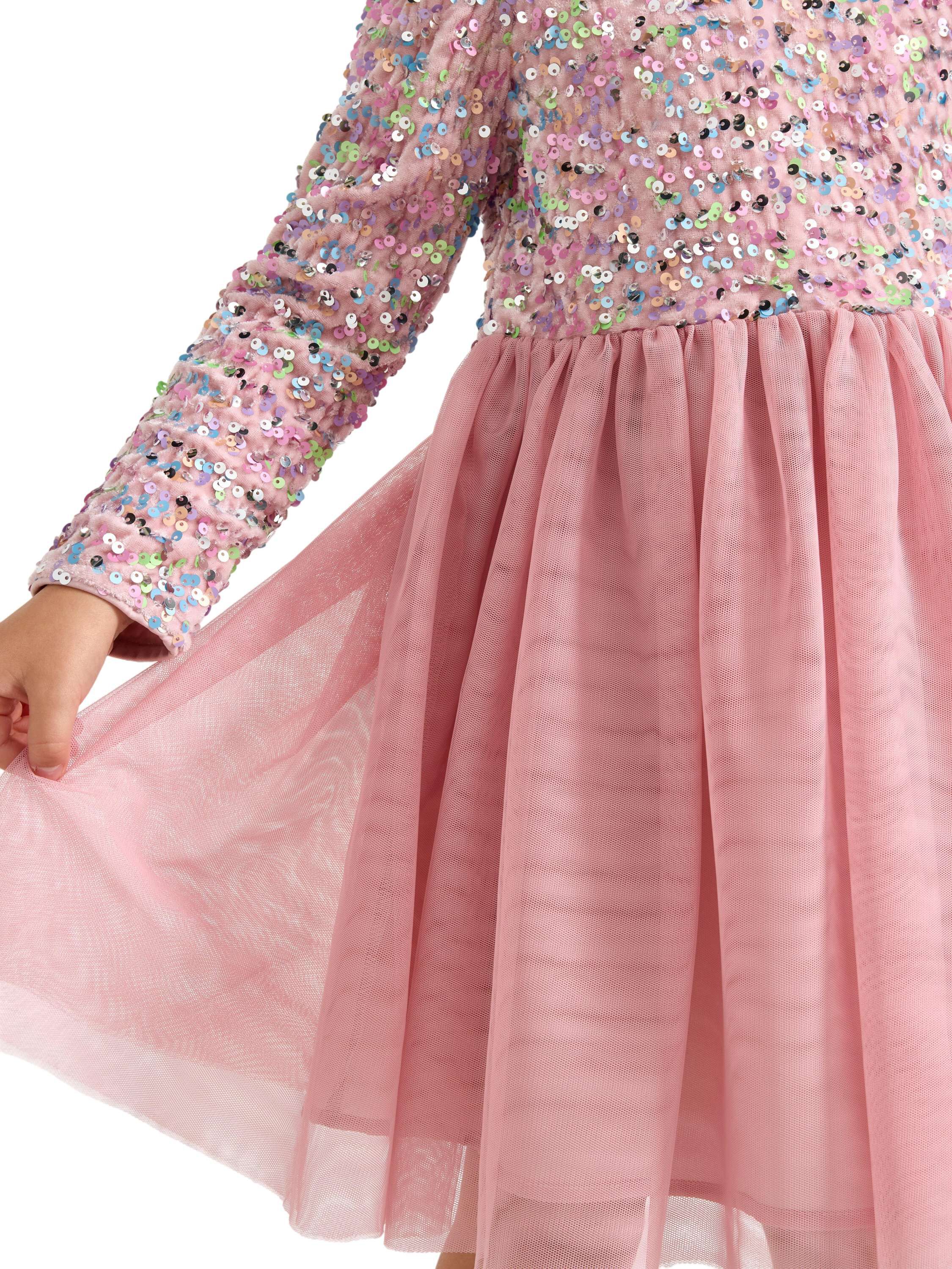 Festive long sleeve dress with a se