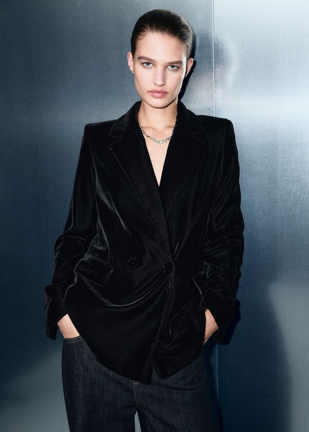 Double-Breasted Velvet Jacket