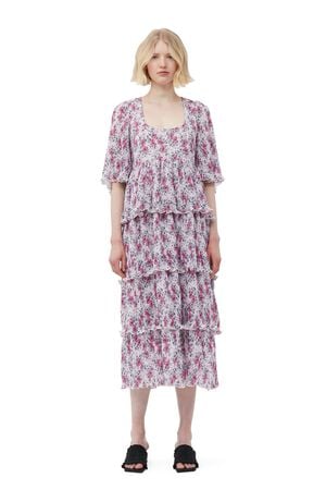 Pleated Georgette Flounce Smock Mid