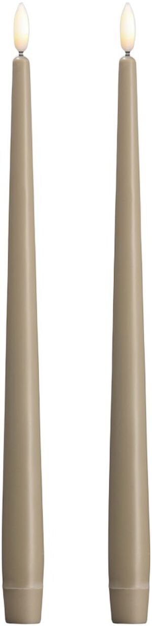 Moods & More - LED taper candle, Silk, Slim, Kit grey, 2-pack, 23x300