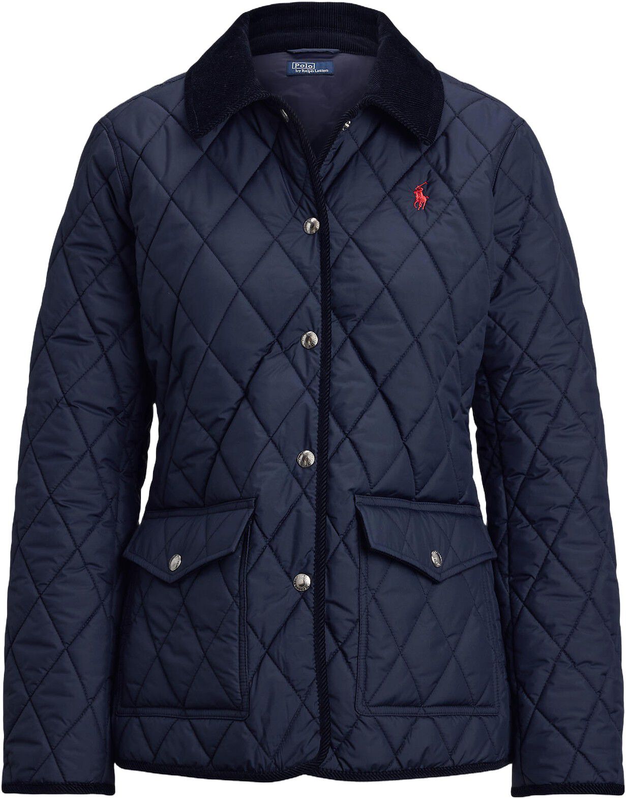 Corduroy-Trim Quilted Barn Jacket