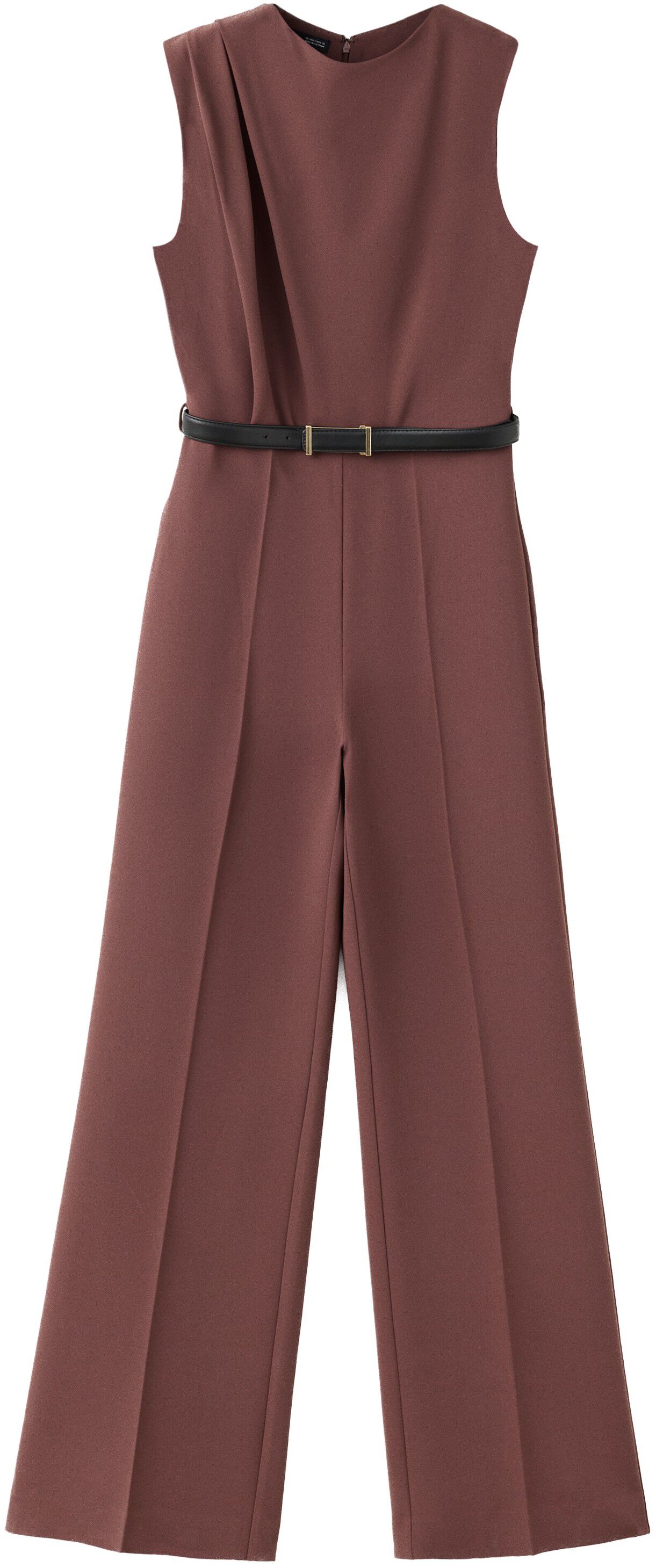 Straight-fit jumpsuit with belt