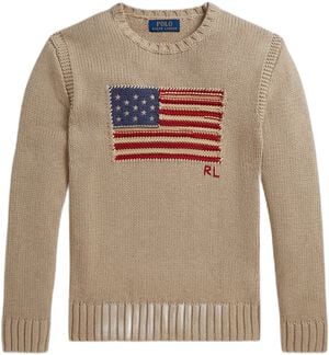 Contrast-Trim Iconic Flag Sweater