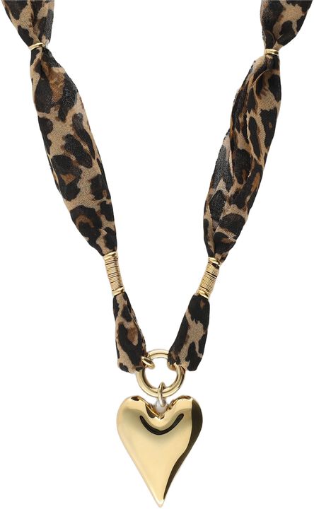 Necklace leopard cord heart