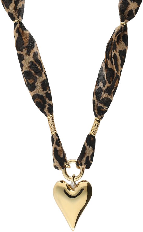 Necklace leopard cord heart