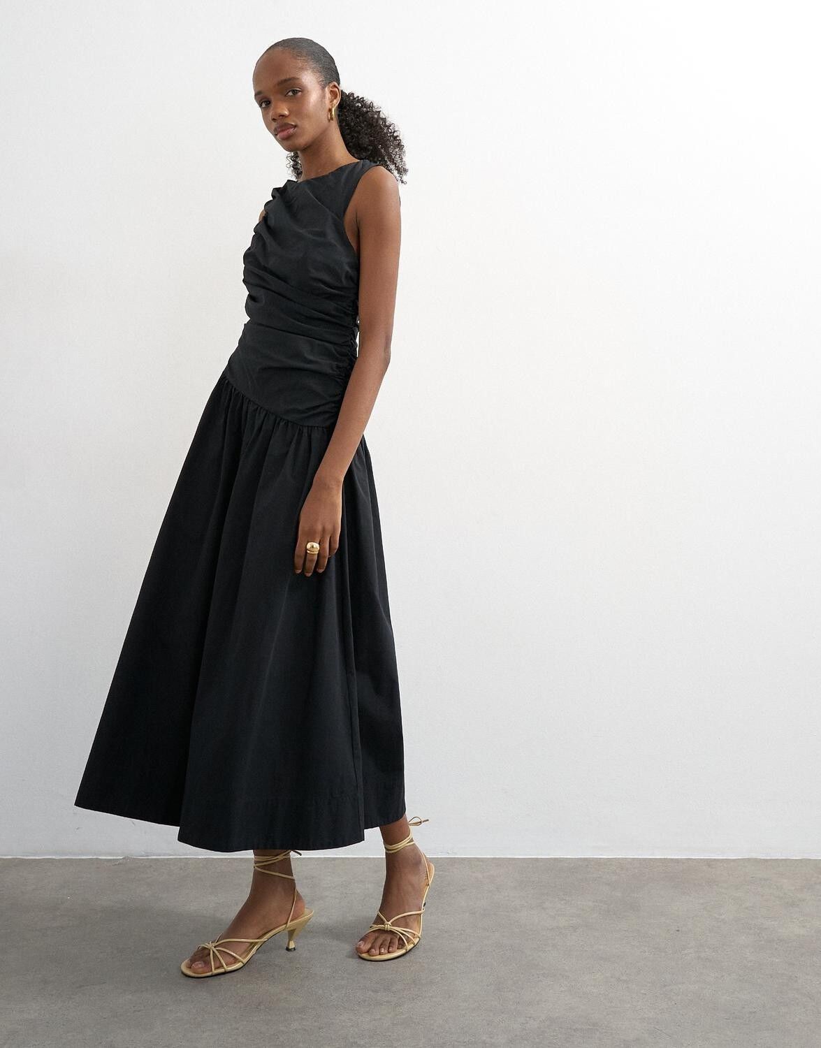 Tscaros Poplin Ruched Maxi Dress Wvn