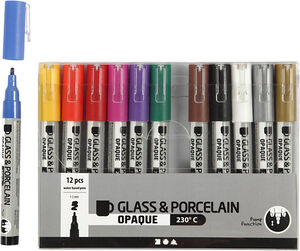 Glas- og porcelænstusch, streg 1-2 mm.