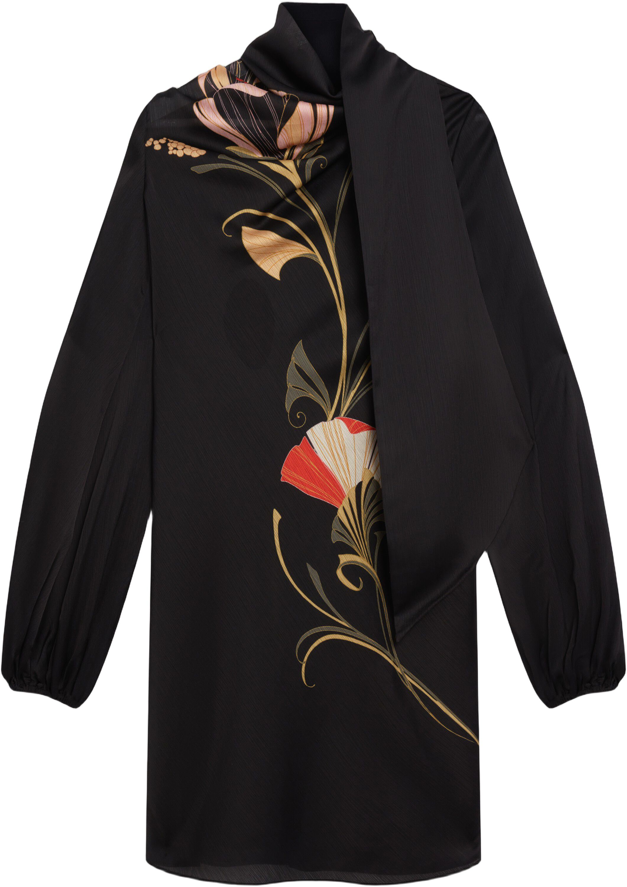 MOLMA Neck Tie Printed Mini Dress