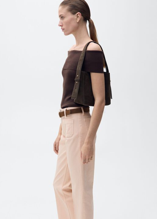 Flared cropped jeans with pockets