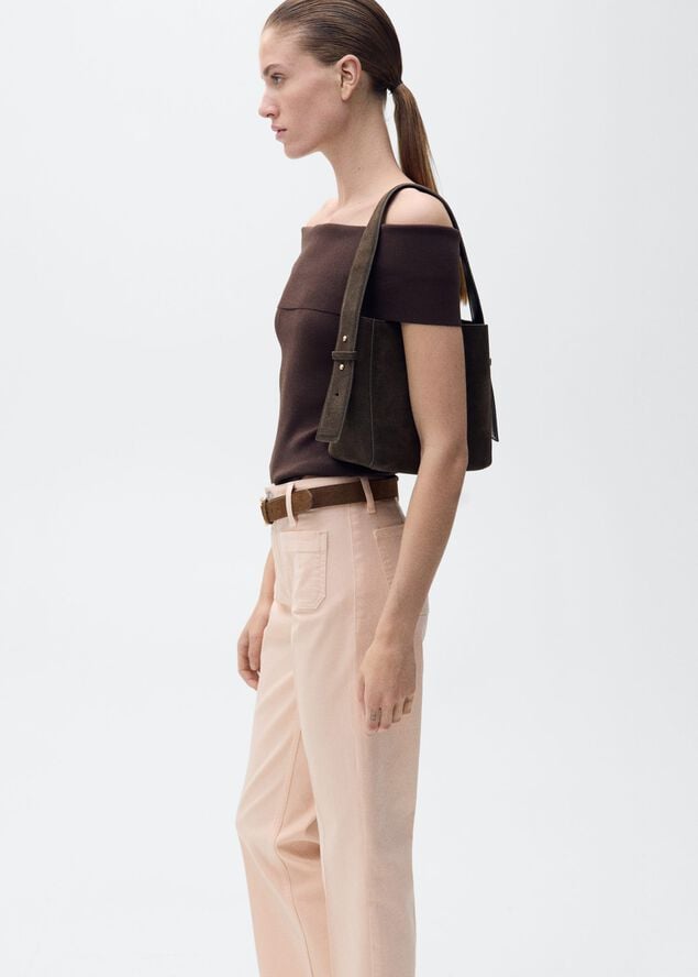 Flared cropped jeans with pockets