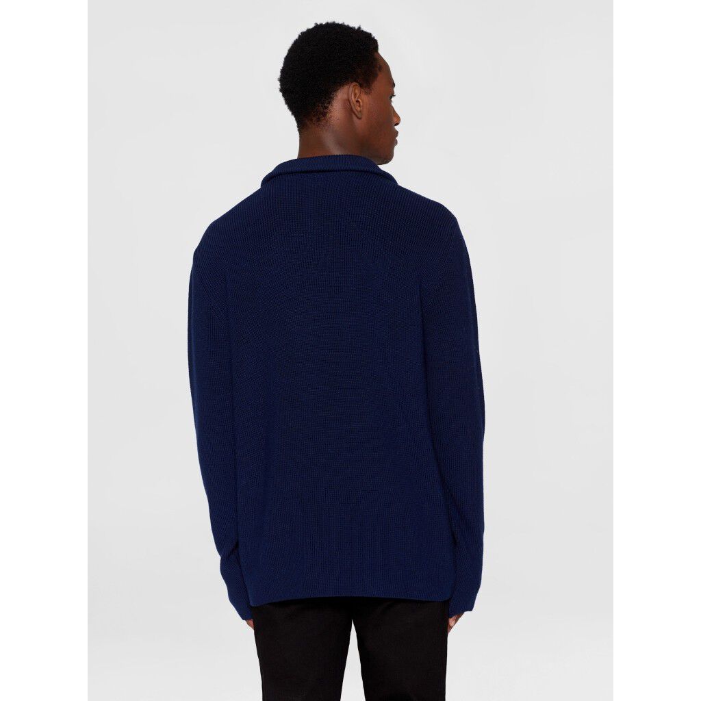 1/2 neck zip merino wool rib knit - RWS