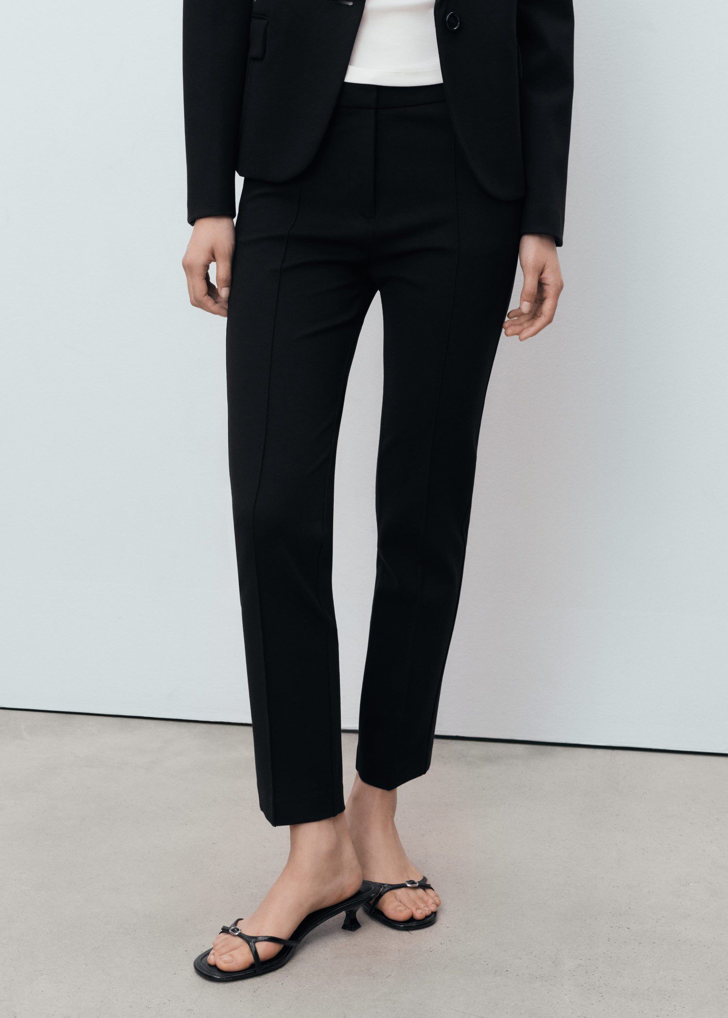 Straight mid-rise trousers
