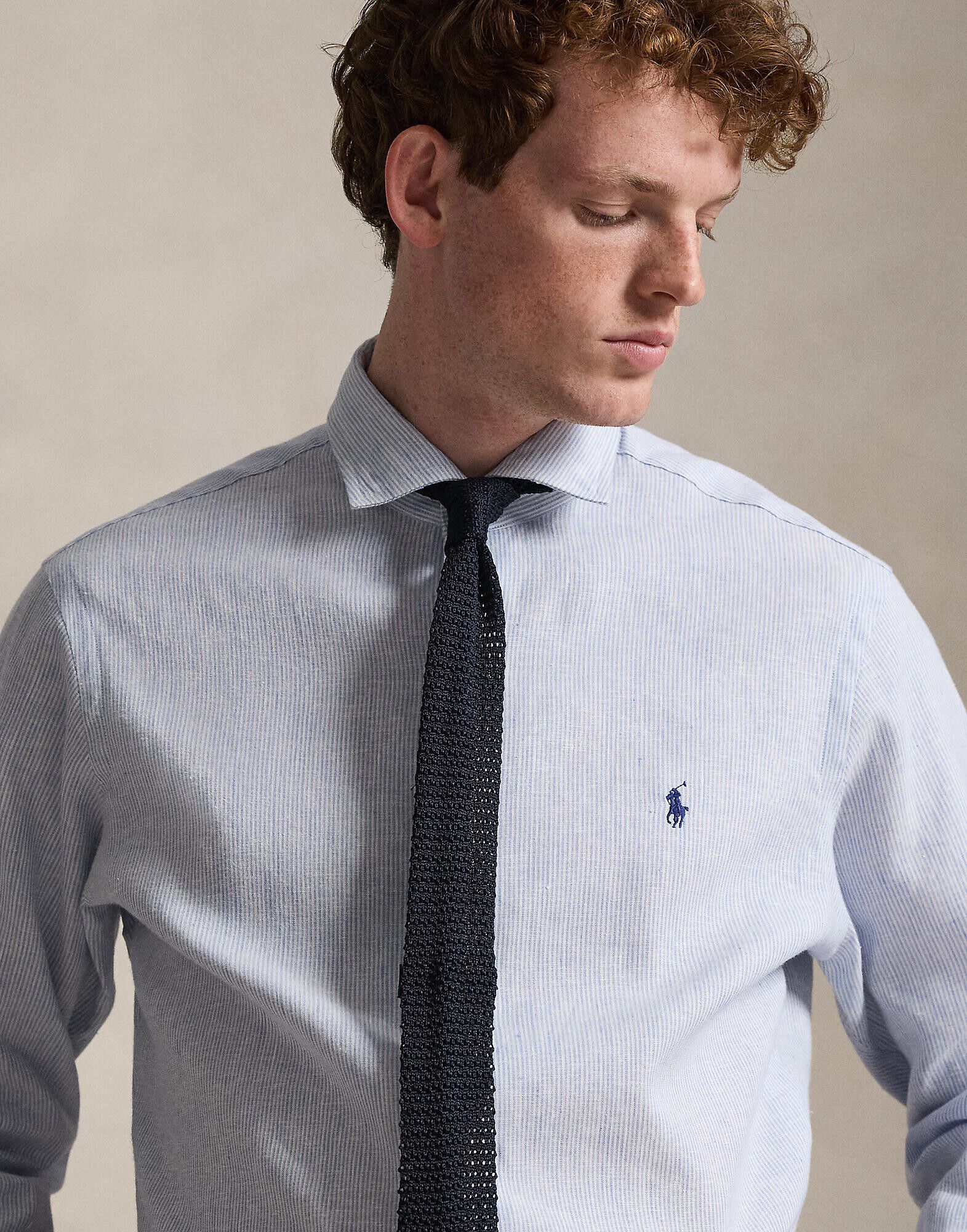 Custom Fit Striped Linen-Blend Shirt