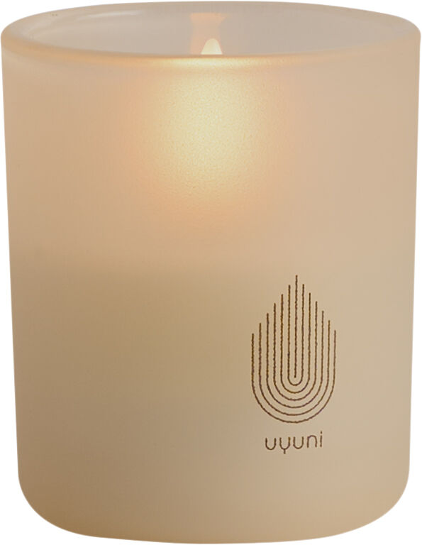 Glass Candle, Beige, 2-pack, 6x7 cm