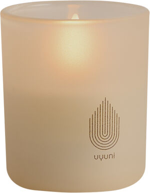 Glass Candle, Beige, 2-pack, 6x7 cm