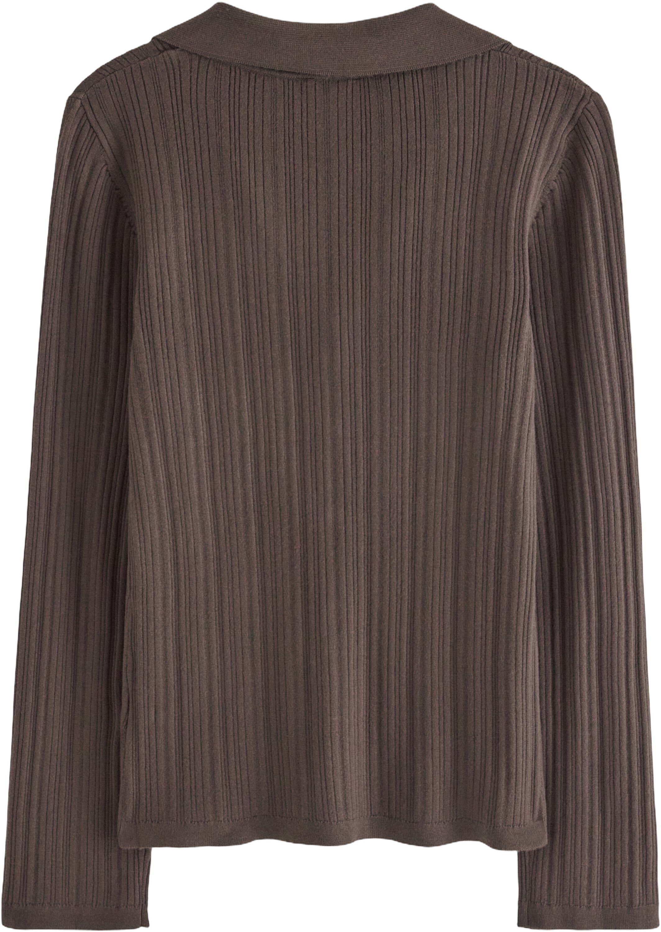 Tynn, ribbestrikket cardigan med v-