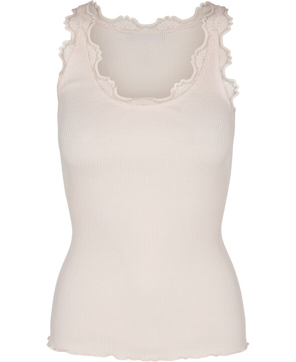 Silk top regular w/vintage lace