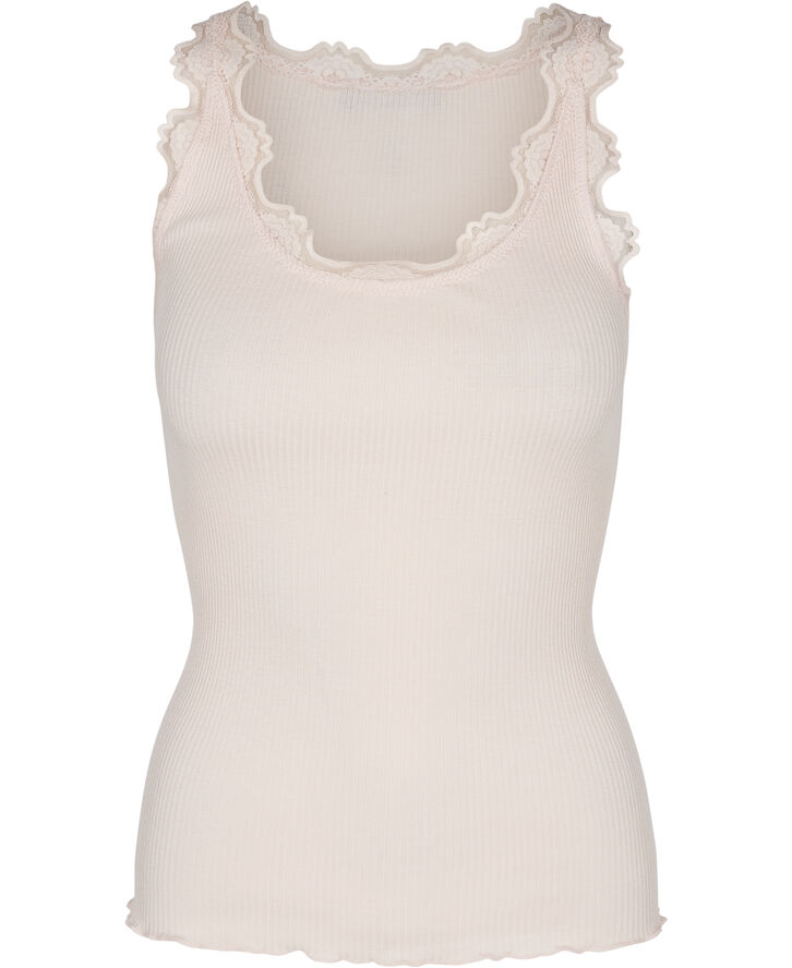 Silk top regular w/vintage lace