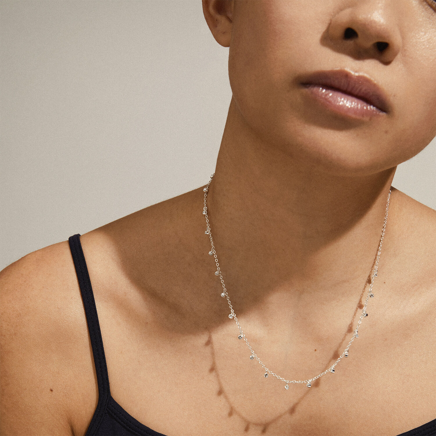 MAJA crystal multi drops necklace silver-plated