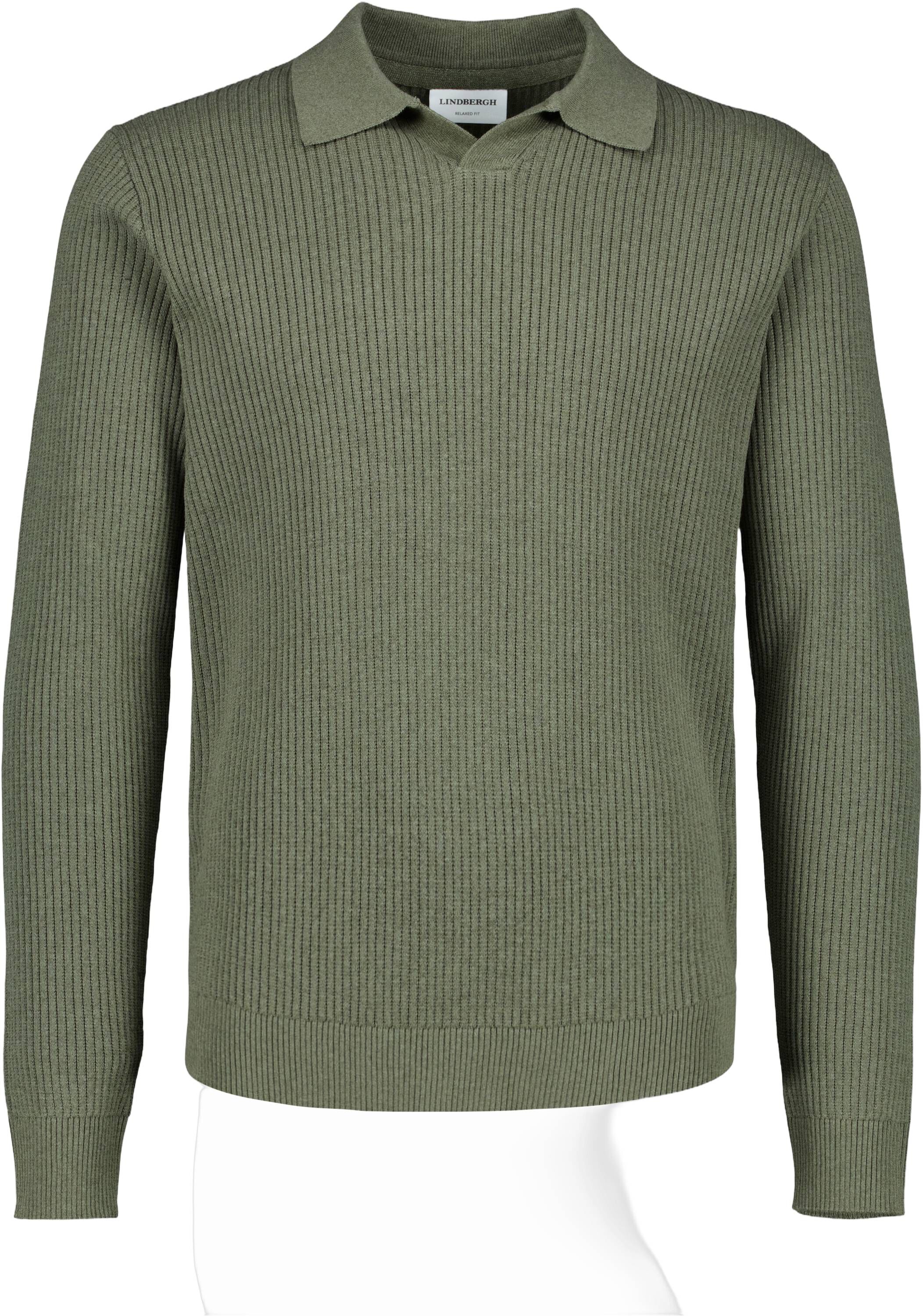 Ribbed L/S v-neck polo