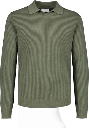 Ribbed L/S v-neck polo