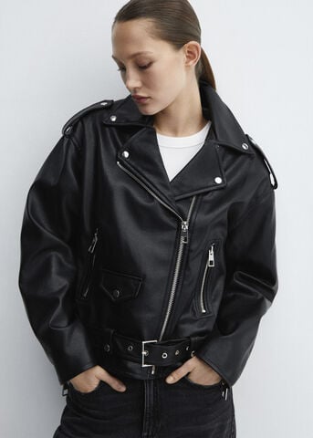 Leather-effect biker jacket