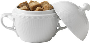 White Fluted Half Lace sockersk&aring;l med lock 20 cl