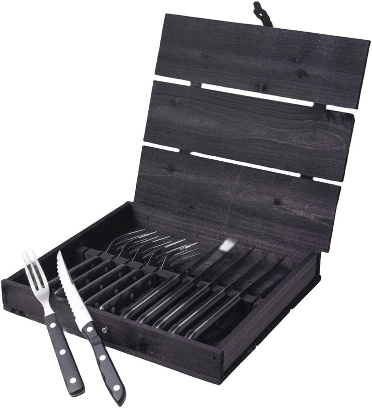 Steakbestick/grillbestick Old Farmer Black 12 delar Svart/St