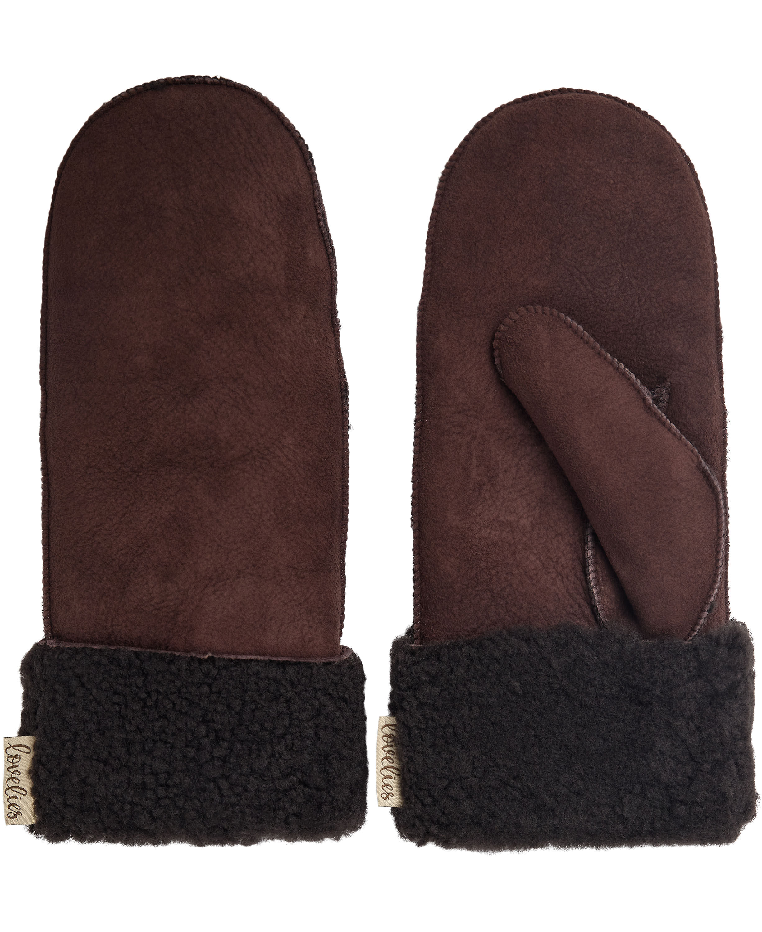 BELUKTA - MITTENS - SHEEP SUEDE WITH CURLY SHEARLING AROUND