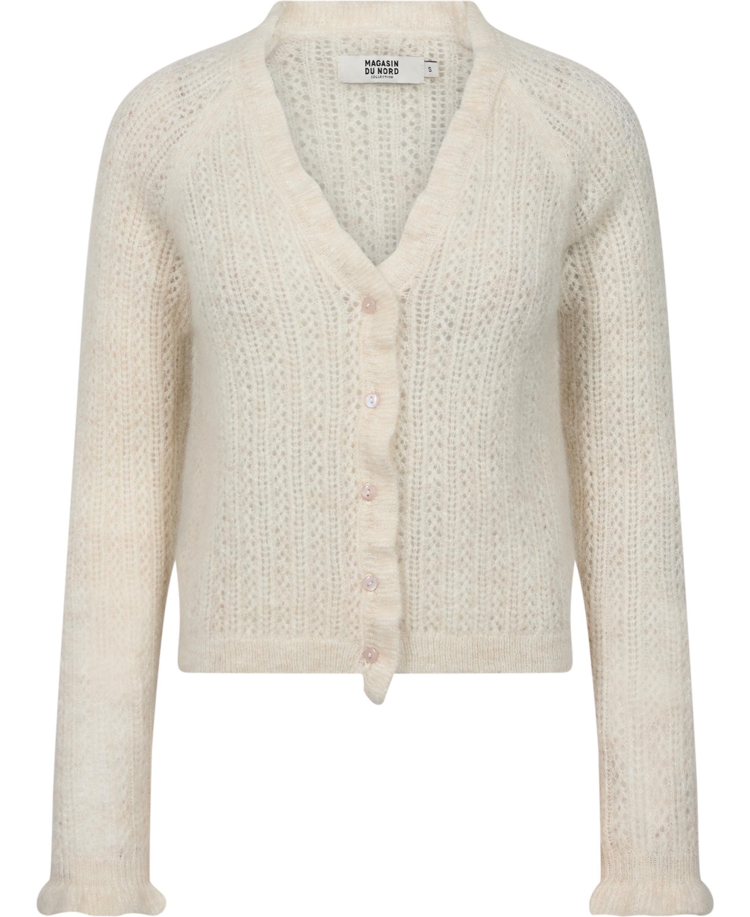 Isla 2 V-neck cardigan with frill - Mohair mix RWS