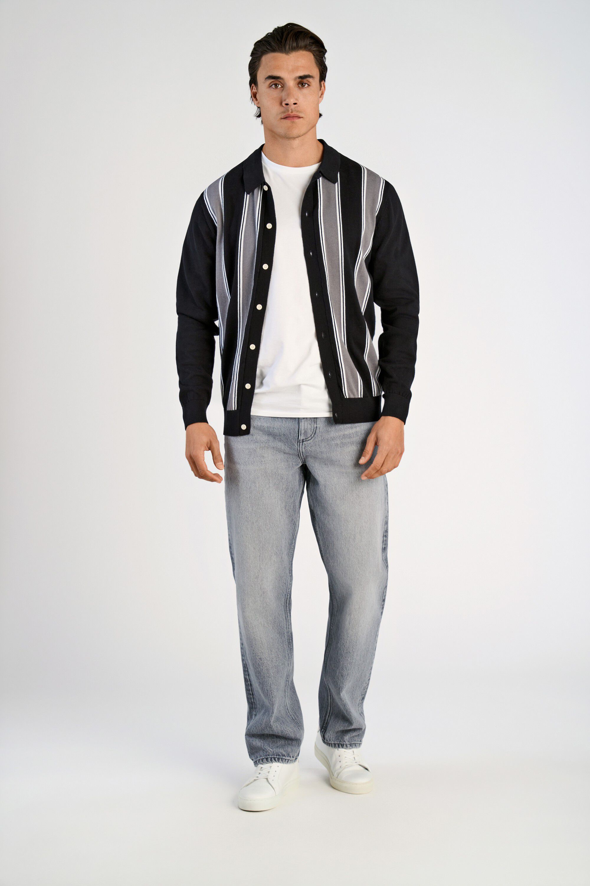 Knitted polo cardigan L/S