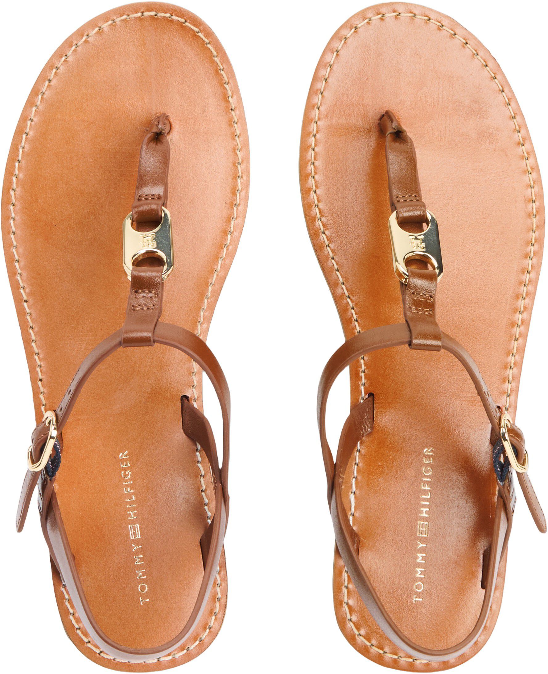 Leather TH Monogram Strap Sandals