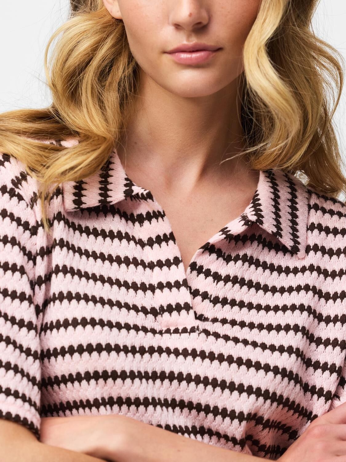 Pcjeya Ss V-Neck Loose Polo D2D Jrs