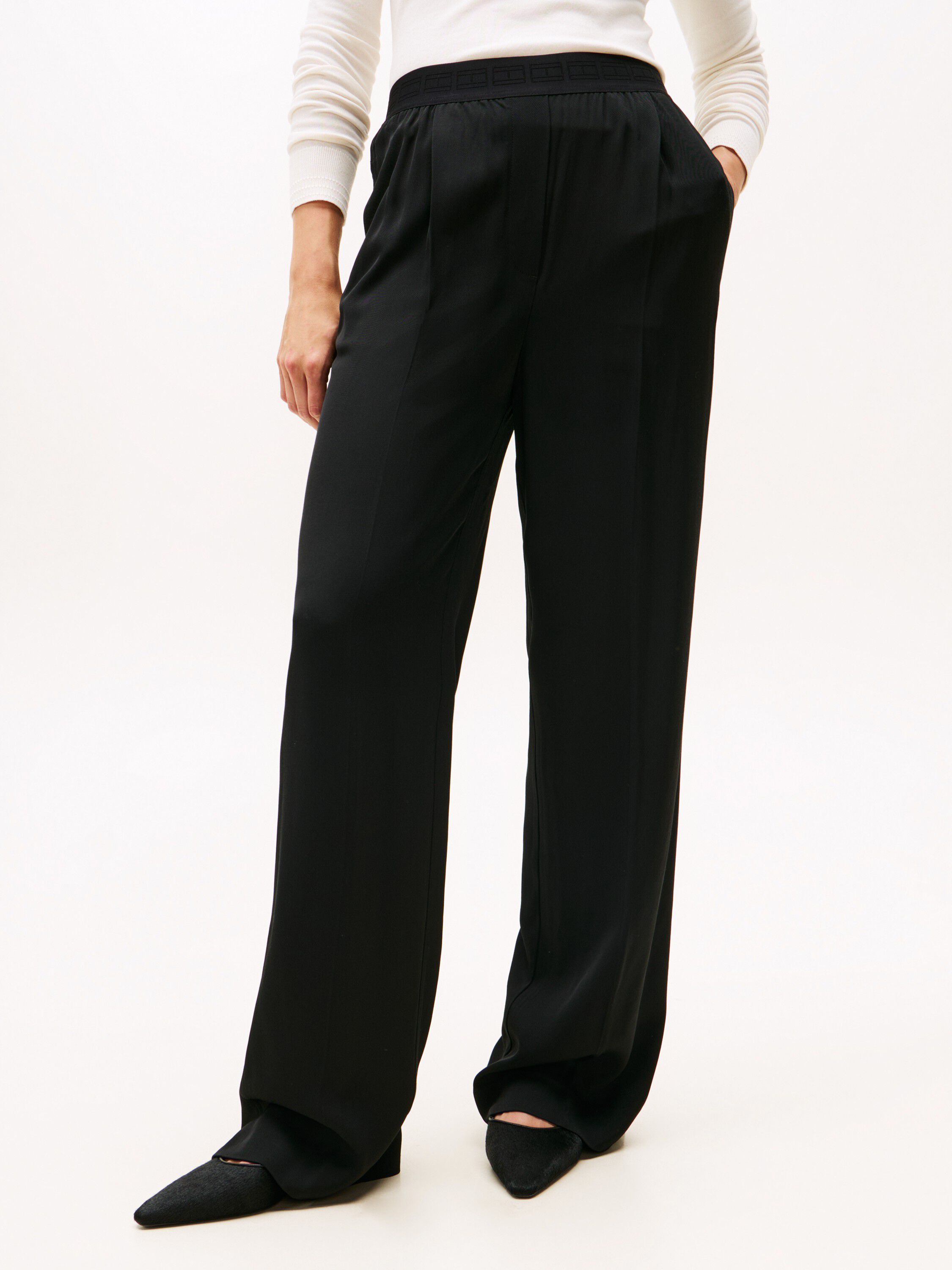 VIS TWILL PULL ON WIDE LEG PANT