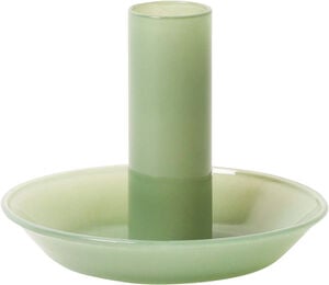 Glas lysestage, lys mint, 10xø8 cm
