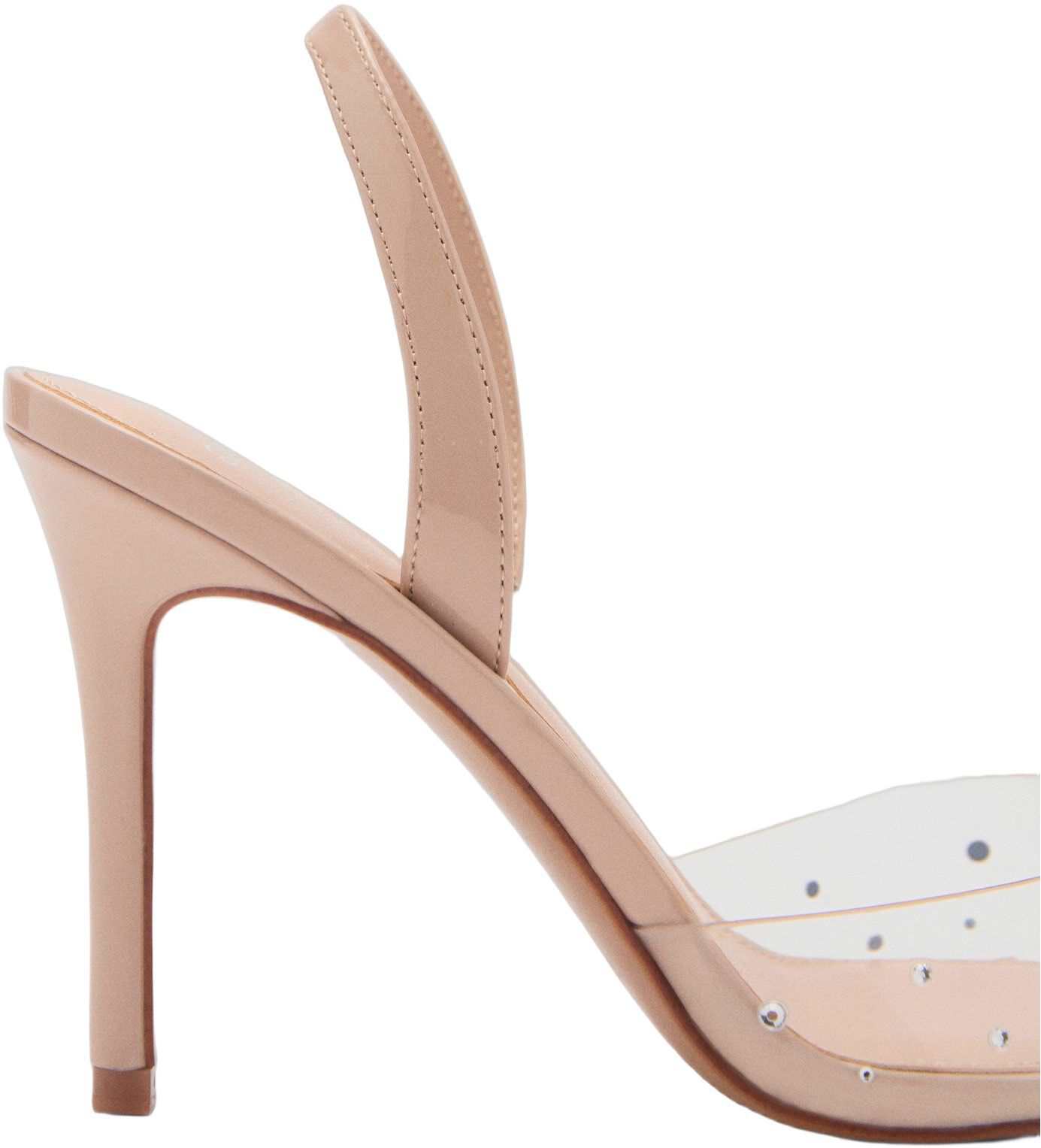 Transparent rhinestone pointed toe