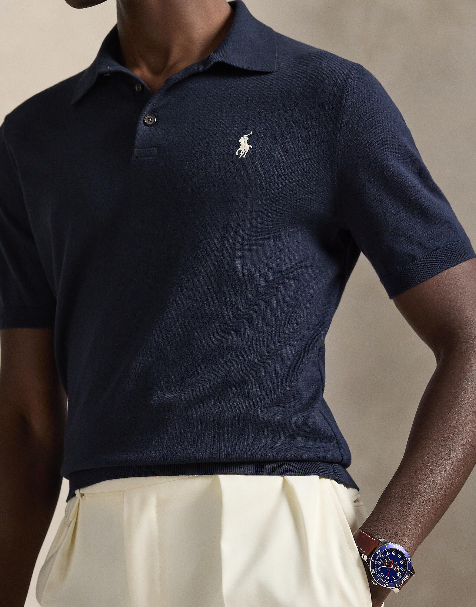 Cotton Polo-Collar Sweater