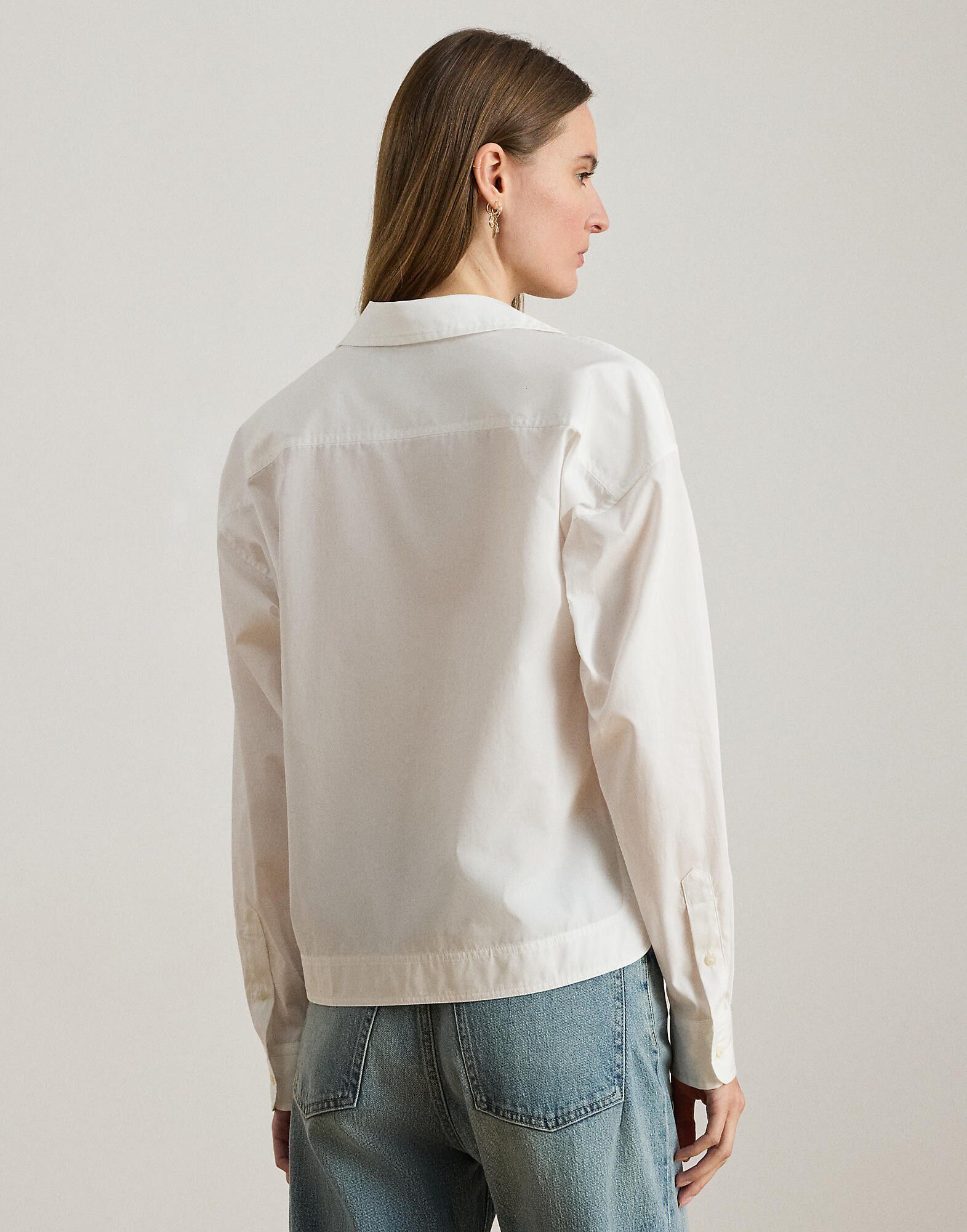 Cotton Broadcloth Cropped Shirt