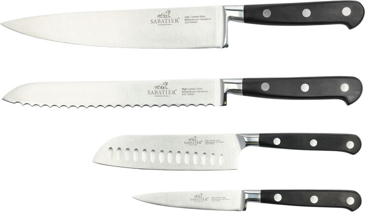 Knivset Licorne 4 delar Stål/Svart