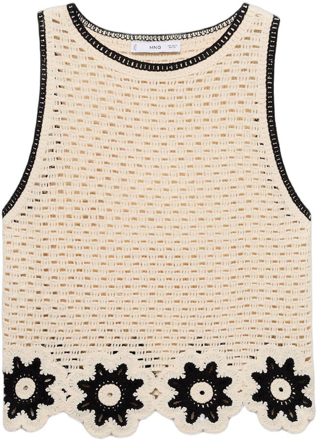 Crochet top with floral finishes