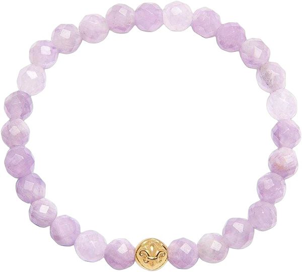 Women's Wristband with Amethyst Lavender and Gold
