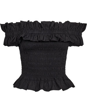 Cotton Poplin Off-shoulder Smock To