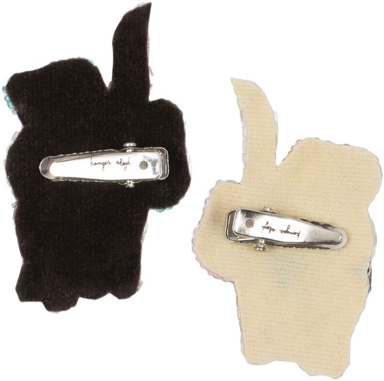 2 PACK BOW KITTY BEADED HAIR CLIP