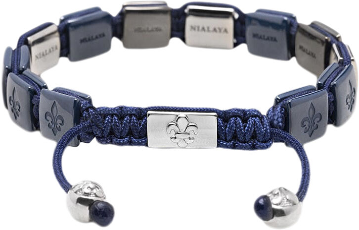 Men's Ceramic Flatbead Bracelet in Blue and Silver