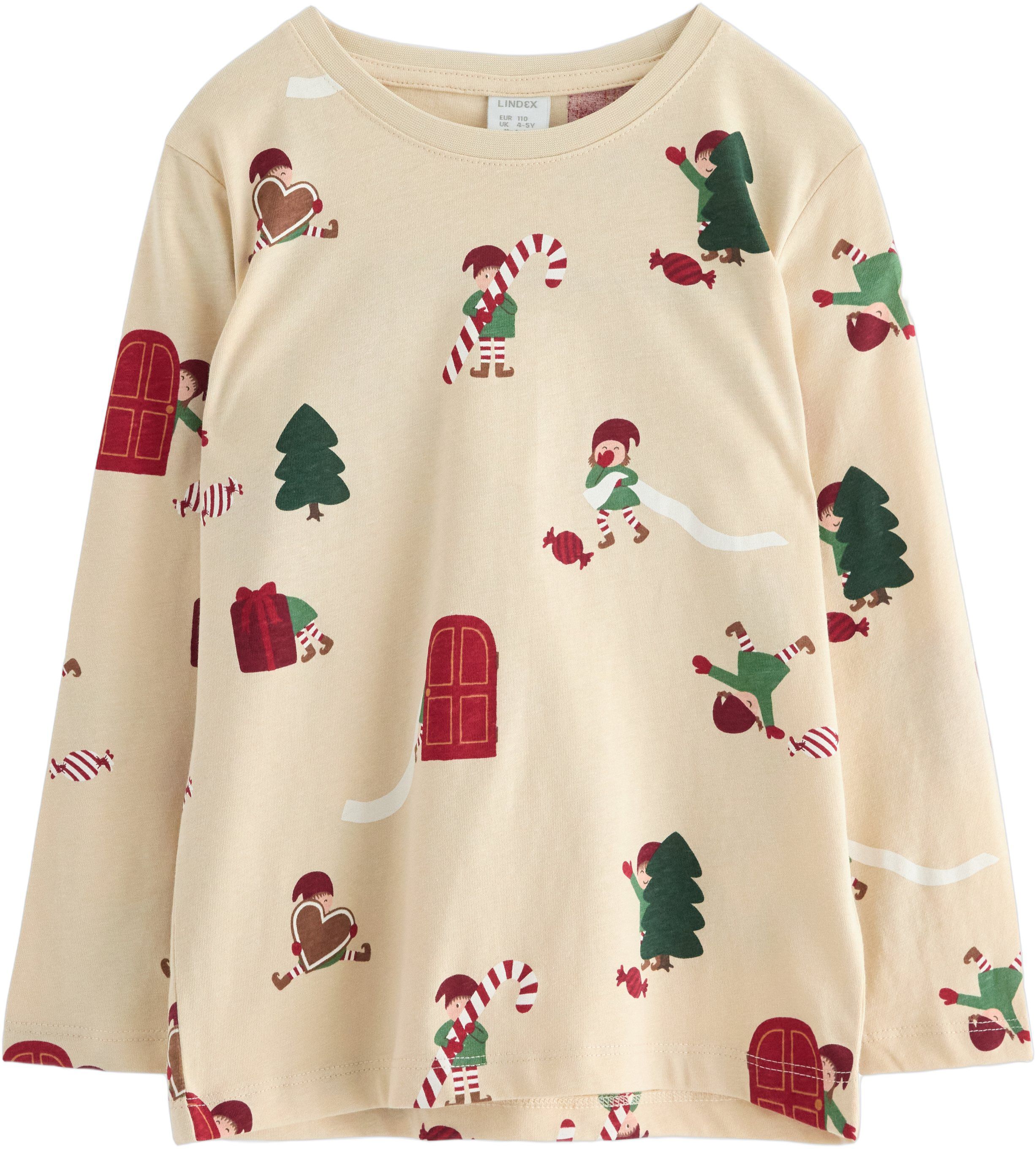 Lang&aelig;rmet top i bl&oslash;d bomuldsjersey