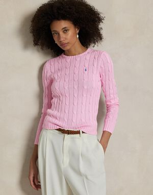 Cable-Knit Cotton Crewneck Sweater