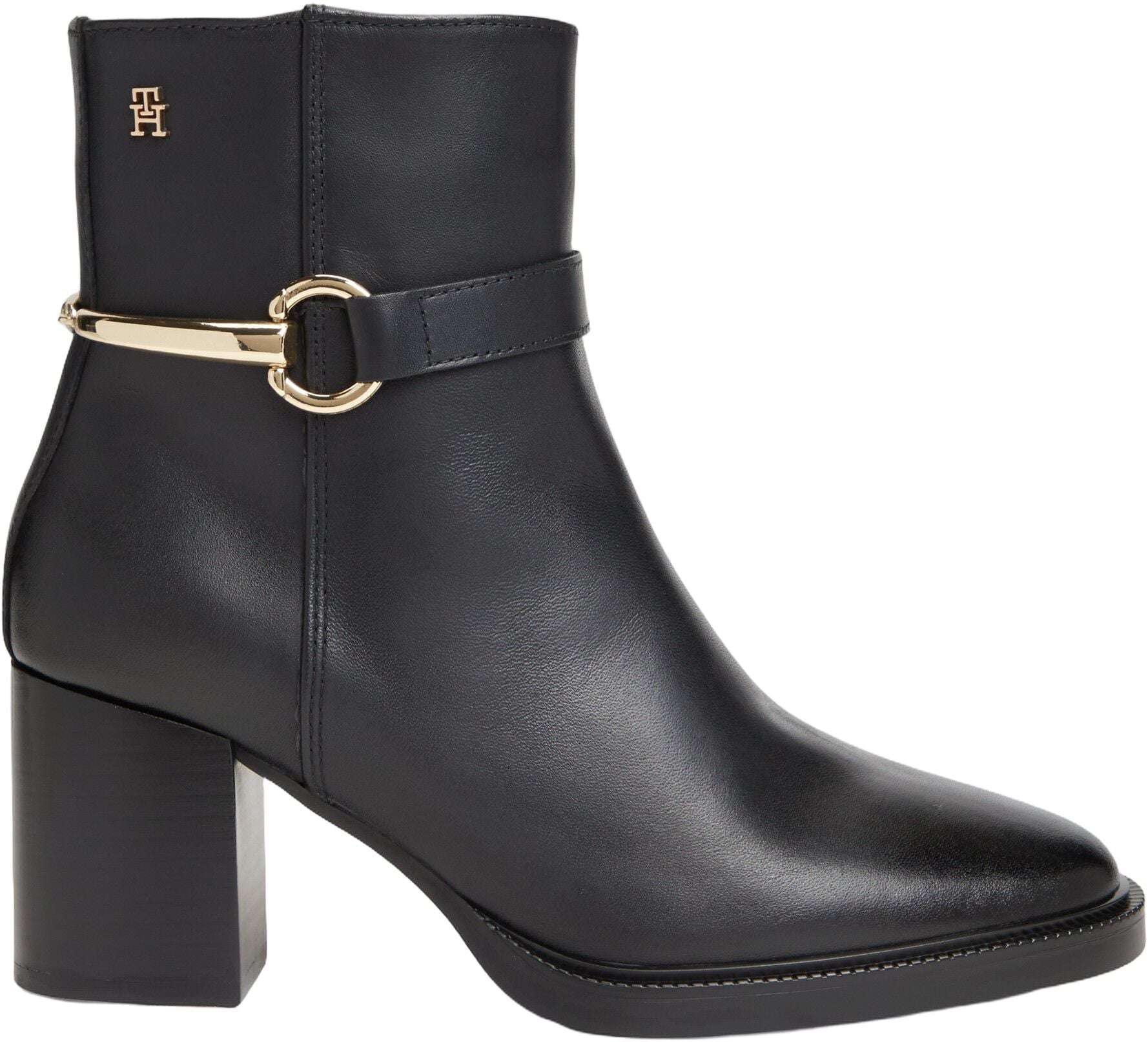 Block Heel Leather Riding Ankle Boots